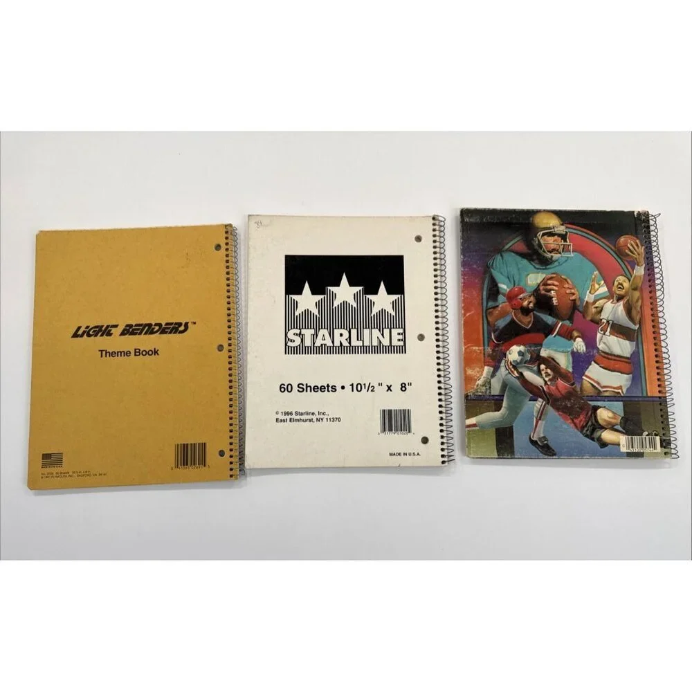 Vintage Mead Spiral Notebooks Organizer Lot of 3 Football Sports Retro 80s 90s